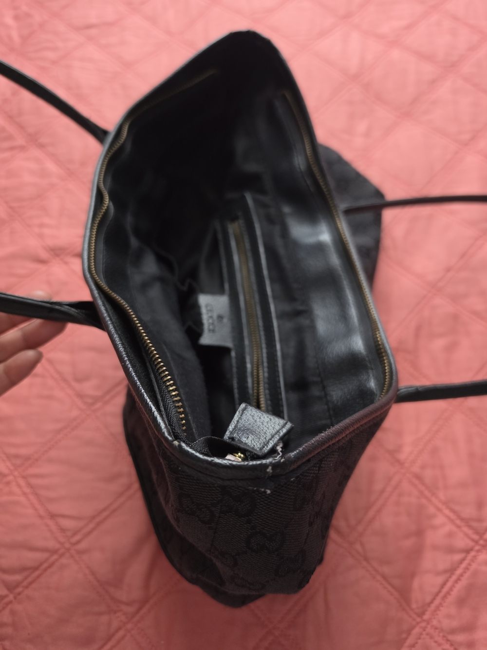 Gucci Black Canvas Tote with Interlocking GG Hardware - Picture 2 of 4